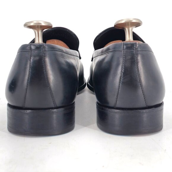 Salvatore Ferragamo Italy Dress Shoes Men's 11D Black Leather Apron-toe Loafers - Picture 6 of 11